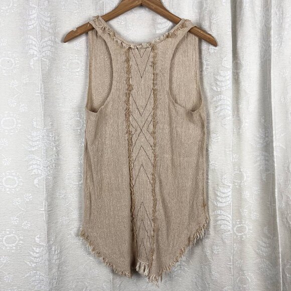 Chintamani Alchemistry frayed embroidered cotton blend sleeveless racerback top - Picture 4 of 8